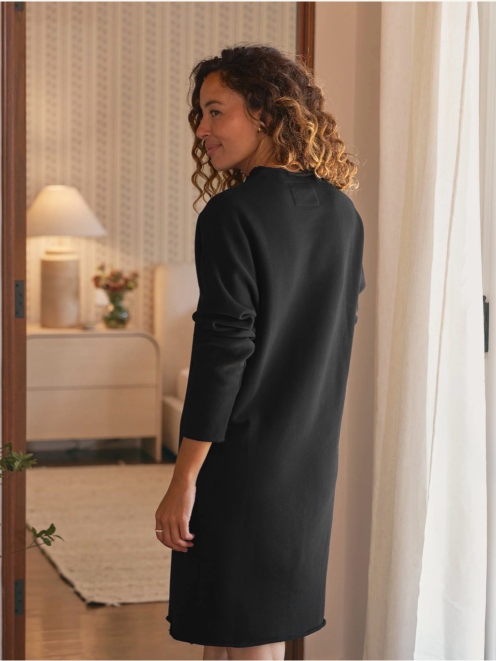 Frank & Eileen IZZIE Sweatshirt Party Dress, Black 100% Cotton Raw Hem, Medium M - Picture 2 of 9